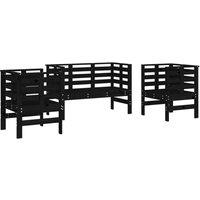 Berkfield Home 3 Piece Garden Lounge Set Black Solid Wood Pine