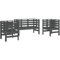 Berkfield Home 3 Piece Garden Lounge Set Grey Solid Wood Pine