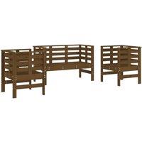 Berkfield Home 3 Piece Garden Lounge Set Honey Brown Solid Wood Pine