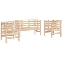 Berkfield Home 3 Piece Garden Lounge Set Solid Wood Pine in Light Tan