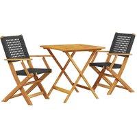 Berkfield Home 3 Piece Bistro Set Black Poly Rattan & Solid Wood