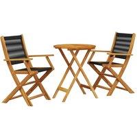 Berkfield Home 3 Piece Bistro Set Black Polypropylene & Solid Wood in Natural