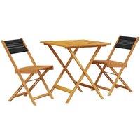 Berkfield Home 3 Piece Bistro Set Black Polypropylene & Solid Wood in Natural