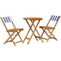 Berkfield Home 3 Piece Bistro Set Blue & White Fabric & Solid Wood