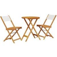 Berkfield Home 3 Piece Bistro Set Cream White Fabric & Solid Wood