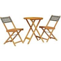 Berkfield Home 3 Piece Bistro Set Grey Poly Rattan & Solid Wood in Natural