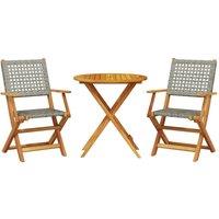 Berkfield Home 3 Piece Bistro Set Grey Poly Rattan & Solid Wood
