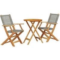 Berkfield Home 3 Piece Bistro Set Grey Poly Rattan & Solid Wood