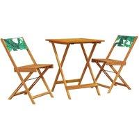 Berkfield Home 3 Piece Bistro Set Leaf Pattern Fabric & Solid Wood in Tan