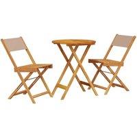 Berkfield Home 3 Piece Bistro Set Taupe Fabric & Solid Wood