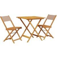 Berkfield Home 3 Piece Bistro Set Taupe Fabric & Solid Wood
