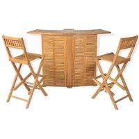 Berkfield Home 3 Piece Bistro Set with Folding Chairs Solid Teak Wood in Brown