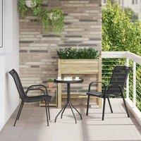 Berkfield Home 3 Piece Garden Bistro Set Black Textilene & Steel