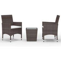 Berkfield Home 3 Piece Garden Bistro Set Poly Rattan & Tempered Glass Brown
