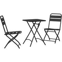 Berkfield Home 3-Piece Folding Bistro Set in Anthracite Steel in Charcoal