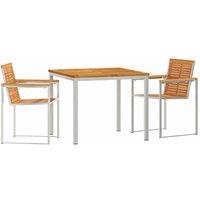 Berkfield Home 3 Piece Garden Dining Set Solid Wood Acacia in Brown