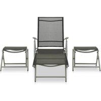 Berkfield Home 3 Piece Garden Lounge Set Textilene & Aluminium Silver in Black