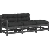 Berkfield Home 3 Piece Garden Lounge Set with Cushions Grey Solid Wood
