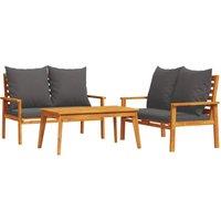 Berkfield Home 3 Piece Garden Lounge Set with Cushions Solid Wood Acacia in Brown