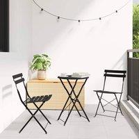 Berkfield Home 3-Piece Folding Bistro Set - Anthracite Steel in Black