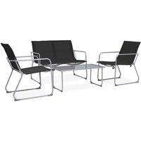 Berkfield Home 4 Piece Garden Lounge Set Fabric & Steel Black