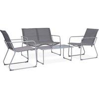 Berkfield Home 4 Piece Garden Lounge Set Fabric & Steel Grey