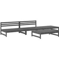 Berkfield Home 4 Piece Garden Lounge Set Grey Solid Wood Pine