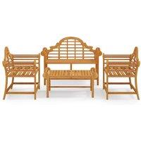 Berkfield Home 4 Piece Garden Lounge Set Solid Wood Teak in Brown
