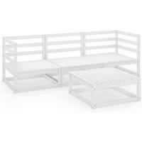 Berkfield Home 4 Piece Garden Lounge Set White Solid Wood Pine