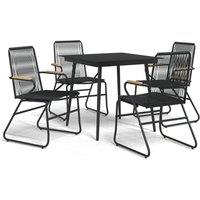 Berkfield Home 5 Piece Garden Dining Set Black PVC Rattan