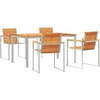 Berkfield Home 5 Piece Garden Dining Set Solid Wood Acacia in Brown