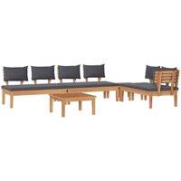 Berkfield Home 5 Piece Garden Dining Set with Cushions - Solid Teak Wood in Brown