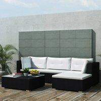 Berkfield Home 5 Piece Garden Lounge Set with Cushions Poly Rattan Black