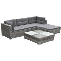 Berkfield Home 5 Piece Garden Lounge Set with Cushions Poly Rattan Grey