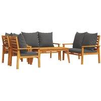 Berkfield Home 5 Piece Garden Lounge Set with Cushions Solid Wood Acacia in Brown