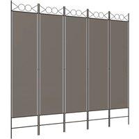 Berkfield Home 5-Panel Room Divider Anthracite 200x200 cm Fabric in Charcoal