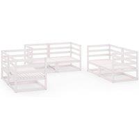 Berkfield Home 6 Piece Garden Lounge Set White Solid Pinewood