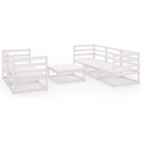 Berkfield Home 6 Piece Garden Lounge Set White Solid Wood Pine