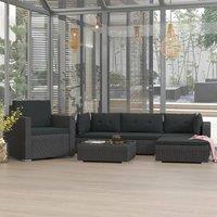 Berkfield Home 6 Piece Garden Lounge Set with Cushions Poly Rattan Black