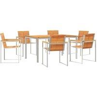 Berkfield Home 7 Piece Garden Dining Set Solid Wood Acacia in Brown