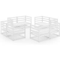 Berkfield Home 8 Piece Garden Lounge Set White Solid Pinewood
