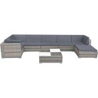 Berkfield Home 8 Piece Garden Lounge Set with Cushions Poly Rattan Grey