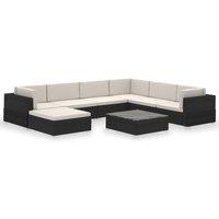 Berkfield Home 8 Piece Garden Lounge Set with Cushions Poly Rattan Black