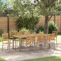 Berkfield Home 9 Piece Garden Dining Set Grey Poly Rattan Acacia