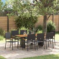 Berkfield Home 9 Piece Garden Dining Set Black Poly Rattan