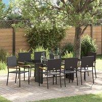 Berkfield Home 9 Piece Garden Dining Set Black Poly Rattan