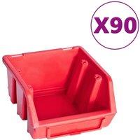 Berkfield Home 96 Piece Storage Bin Kit with Wall Panels Red & Black