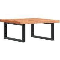 Berkfield Home Basin Shelf Wall Mounted Steel & Solid Wood Beech in Brown