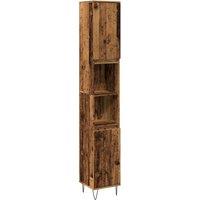 Berkfield Home Bathroom Cabinet Old Wood 30x30x190 cm Engineered Wood in Brown | Size: 30 x 30 x 190 cm