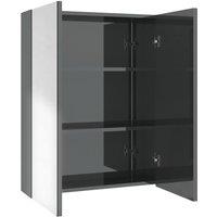 Berkfield Home Bathroom Mirror Cabinet 60x15x75 cm MDF Shining Grey | Size: 60 x 15 x 75 cm